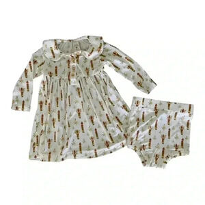 - Kate Quinn Neutral Candles Bamboo Dress and Bloomers Set 6-12M